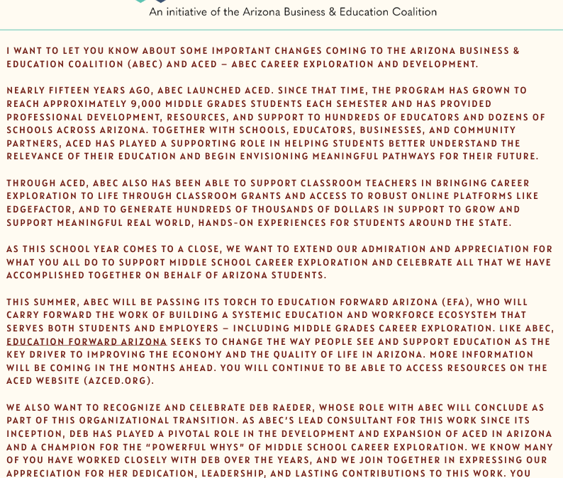 ACED Newsletter